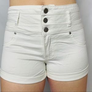 White High Waisted Jean Shorts
